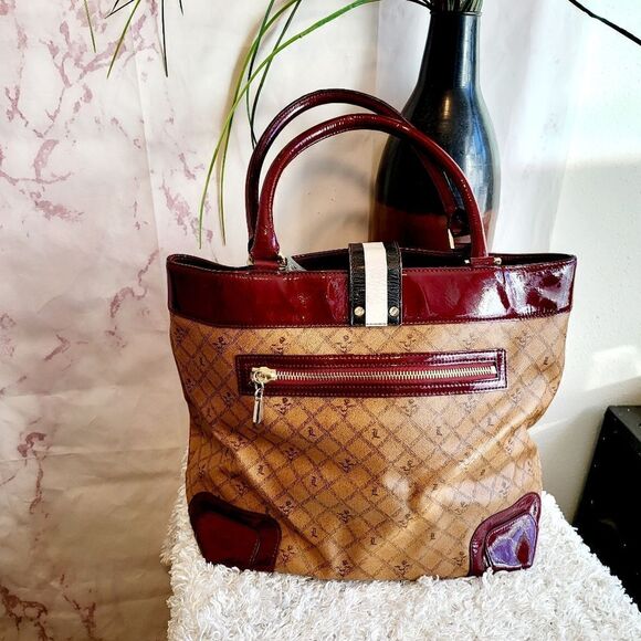 L.A.M.B Gorgeous RARE all leather logo carry all large tote - Picture 4 of 9